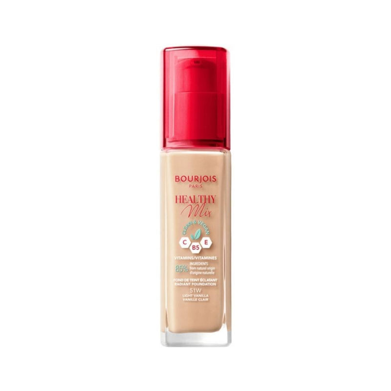 Bourjois Healthy Mix Foundation 51 Light Vanilla, Full Coverage, Radiant Finish