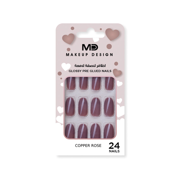 MD Copper Rose Glitter Adhesive Nails 20 Count Reusable 7-Day Wear