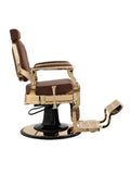 Salon System Barber Chair Brown Faux Leather Gold Frame