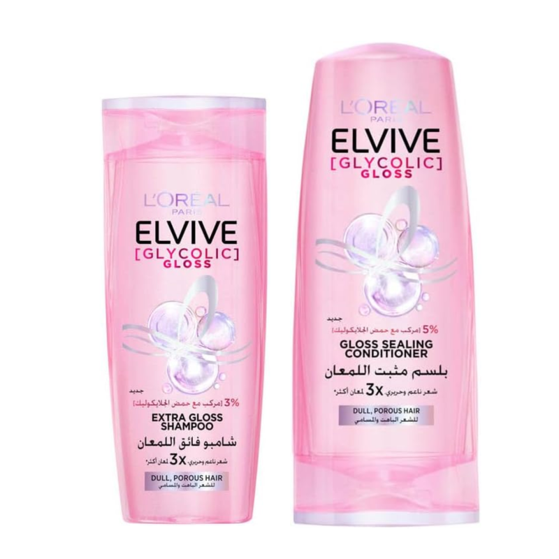 L'Oreal Paris Elvive Glycolic Gloss Shampoo & Conditioner Set - 200ml + 360ml