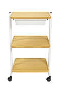 Salon System Model T-029B Wooden Trolley with Shelves and Side Bins