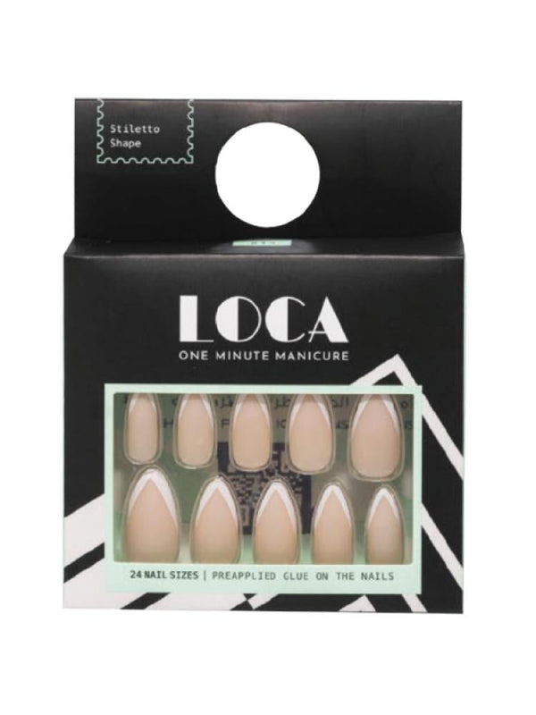 Best Artificial Nails French Stiletto Self-Adhesive Luca #15 24pcs