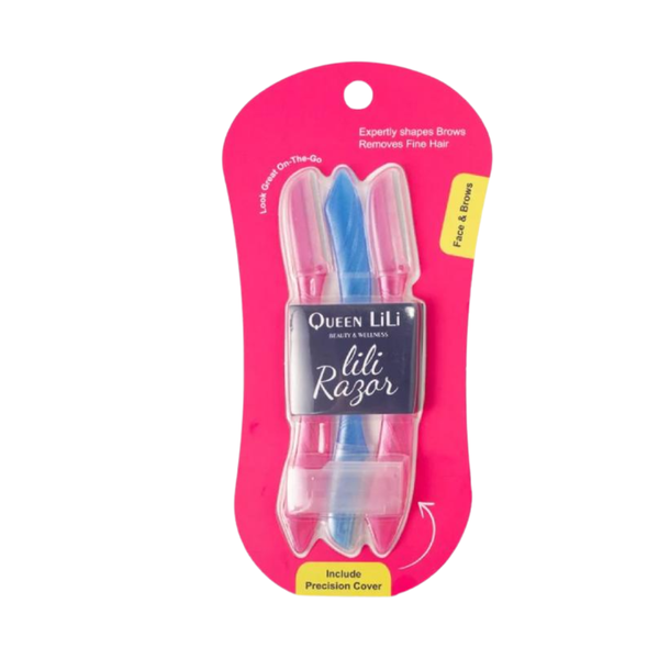 Queen Lili Facial and Eyebrow Razors, 3 Count, Ergonomic Handle
