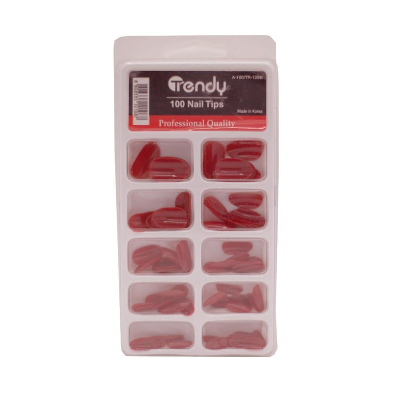 Trendy False Nails Set Red Model A-100/TR-12SB 100 Pieces