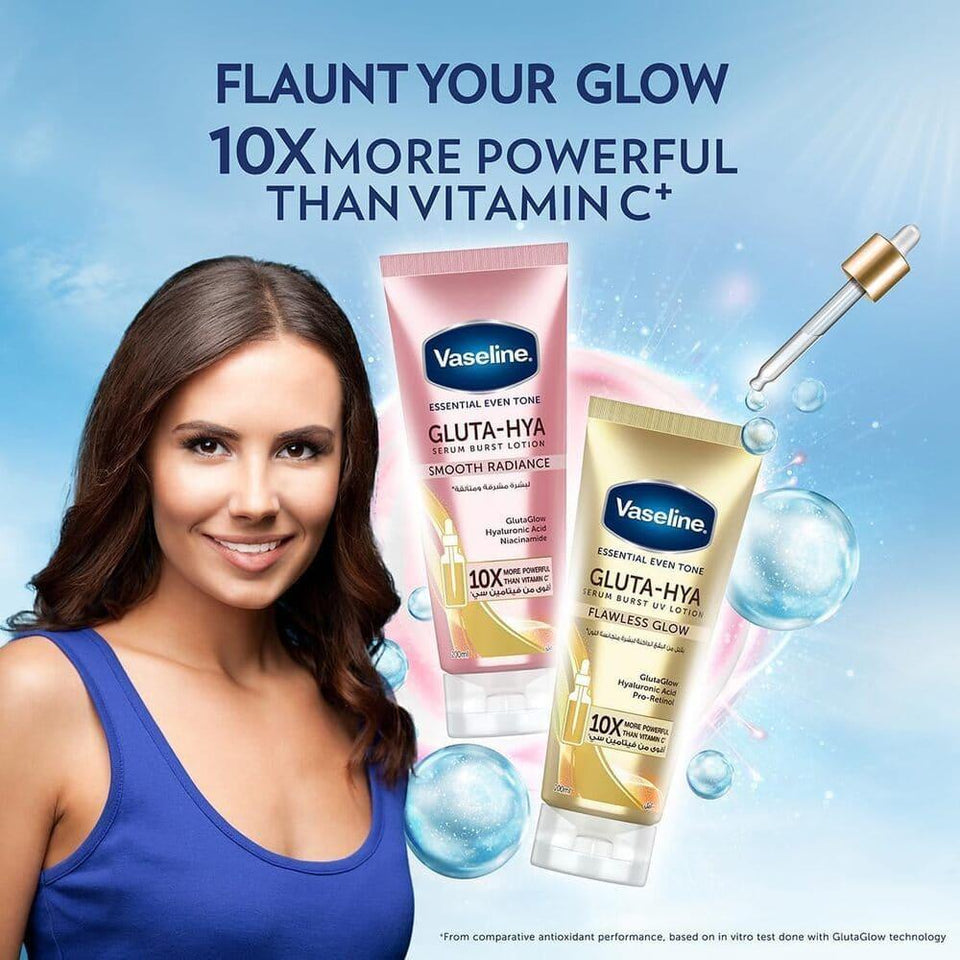 Vaseline Essential Even Tone GLUTA-HYA Serum Burst UV Lotion Perfecting Radiance 200ml