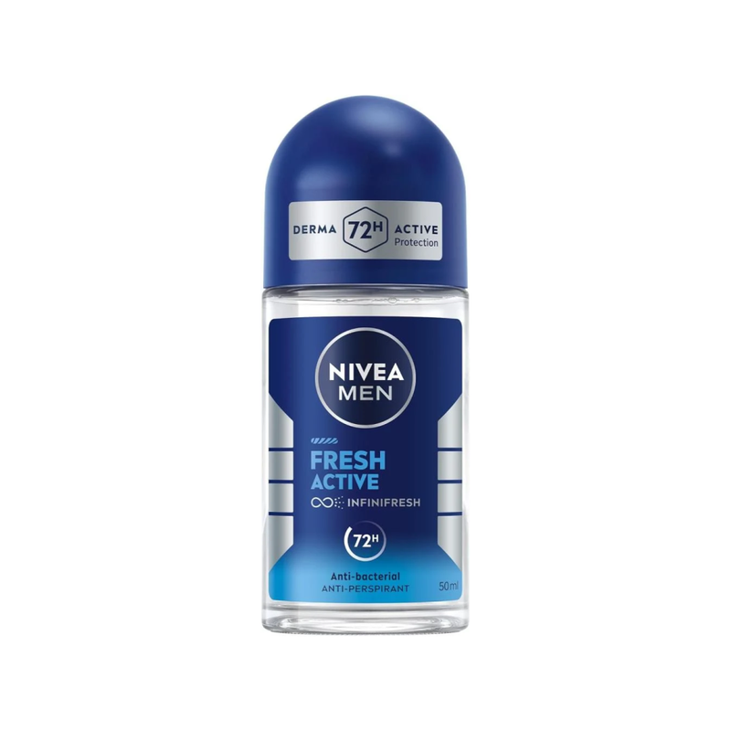Nivea Men Active Fresh Roll-On Deodorant, 48-Hour Sweat Protection, 50ml