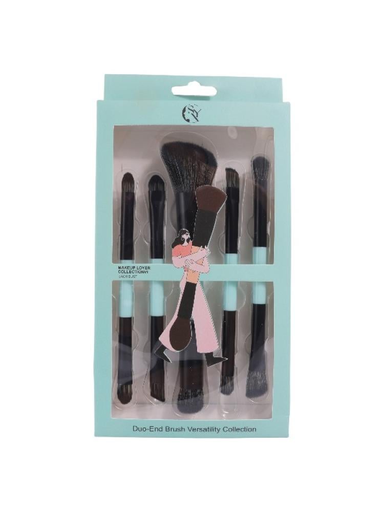 Makeup Brush Travel Case Set Double-Ended 5 Pieces Beauty System