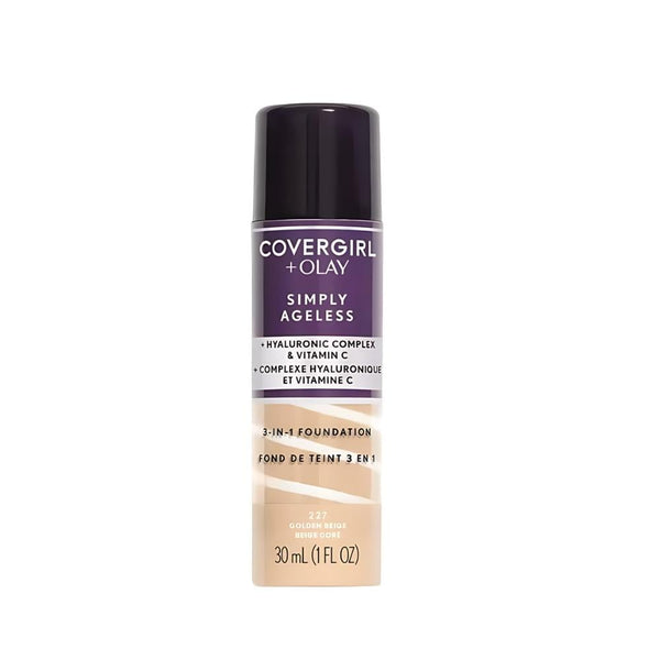 Covergirl Simply Ageless 3-in-1 Liquid Foundation with Olay, Beige Gold 227, 30ml