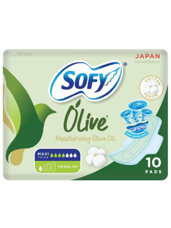 Sofy Olive Oil Sanitary Pads - Regular with Wings, 10 Count