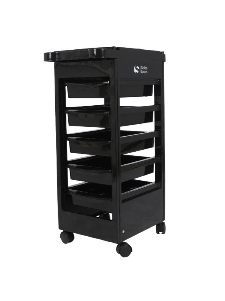 Salon System 5 Drawer Salon Trolley in Black ABS