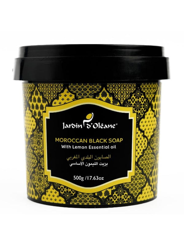 Moroccan Black Soap with Lemon Oil Deep Cleansing Garden Olean 500g