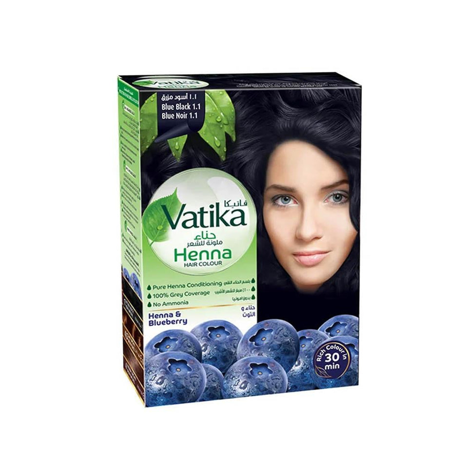 Vatika Henna Hair Color Blue Black Hair Dye Long-Lasting 1.1