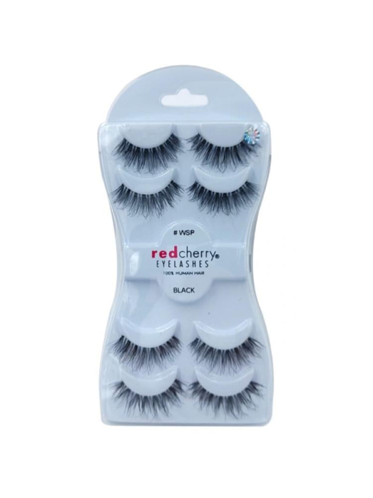 Natural Looking False Eyelashes 4-in-1 Black Set Red Cherry WSP