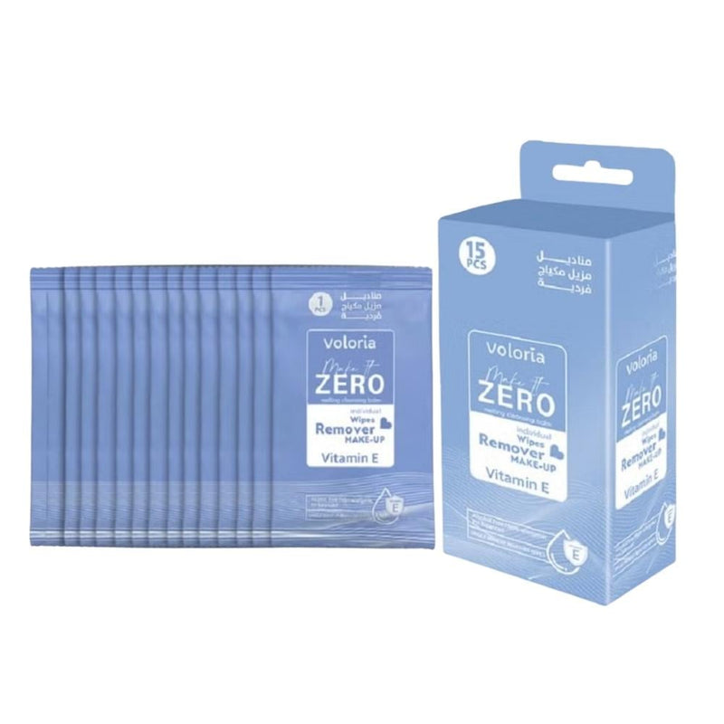 Voloria Makeup Remover Wipes with Vitamin E, Alcohol-Free, 15 Count