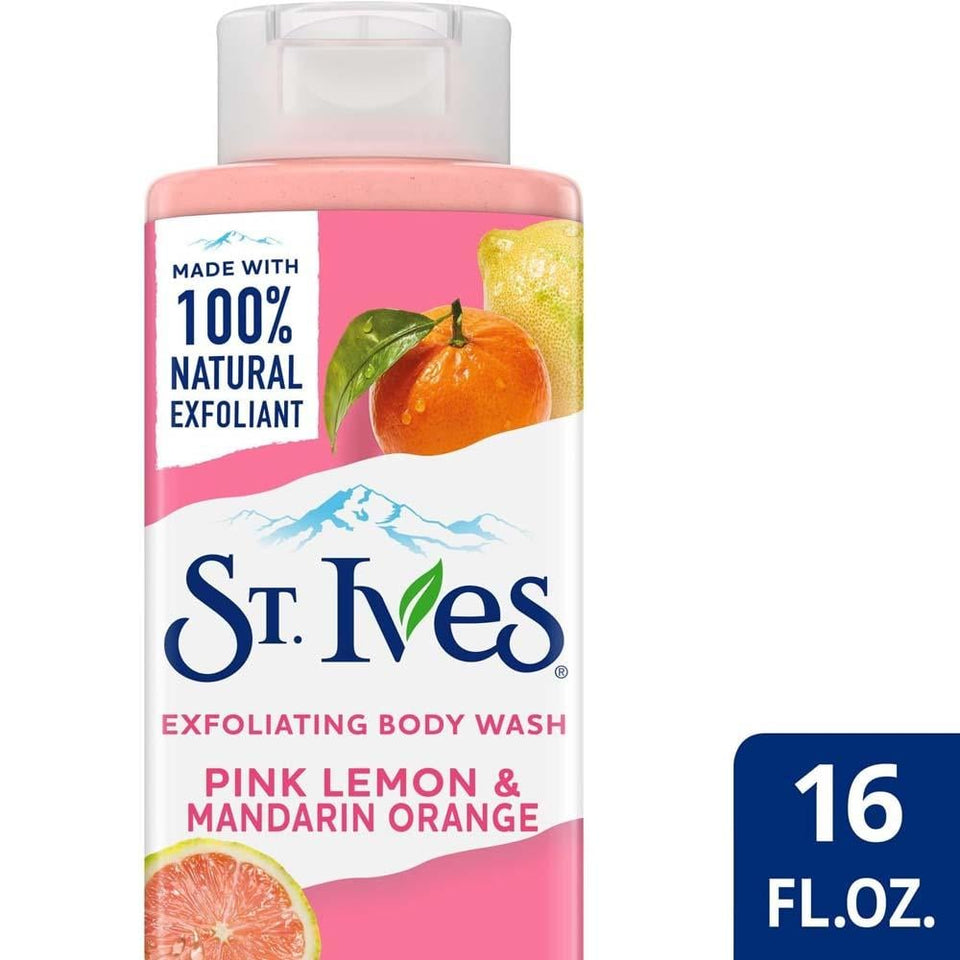 St Ives Exfoliating Body Wash Pink Lemon & Orange Refreshing Scent Gentle Exfoliation 473ml