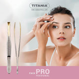 Titania Tweezer Stainless Steel Silver-Gold Slanted Tip for Hair Removal Model 1060GA