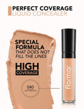 Flormar Perfect Coverage Liquid Concealer with Hazelnut Oil & Rosehip Extract, 040 Light/Medium