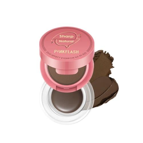 Pink Flash Eyebrow Gel and Powder Kit 01 Deep Brown Waterproof