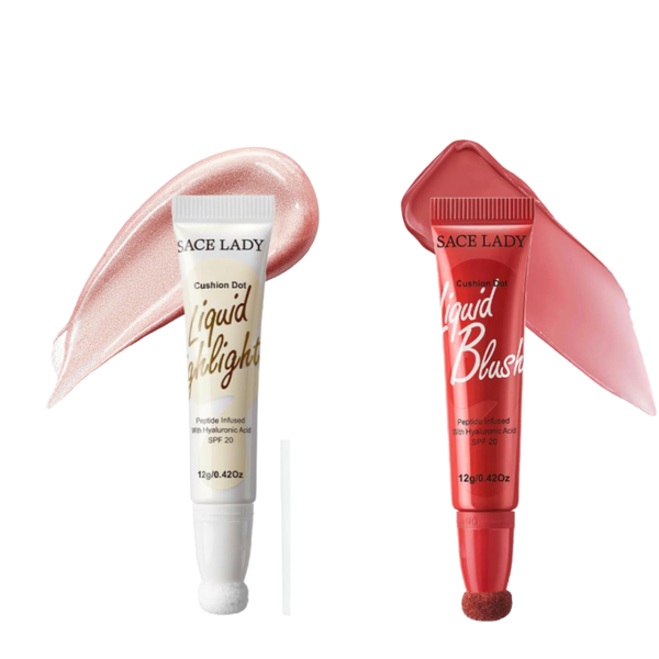 Best Blush Highlighter Duo Cushion Dot Liquid Set SACE LADY 12g+12g