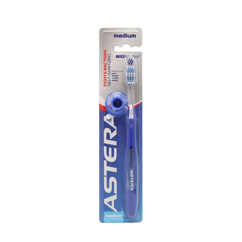 Astera Active Charcoal Toothbrush, Medium Bristles, Plaque Removal
