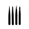 Precision Eyebrow Tweezers Set Stainless Steel Grooming Soft Velvet 4 Pieces