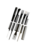 Hair System Comb Set 10 Pieces Black Hair Styling