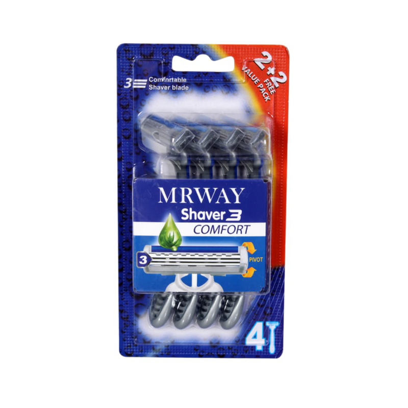Mrway 3-Blade Razor Set for Women 4 Count Moisturizing Strip