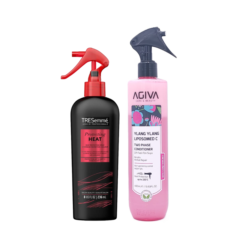 Heat Protectant Spray Keratin Infused Hair Styling Set 400ml + 236ml