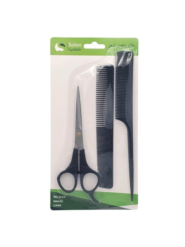 Salon System BK23-393 Hair Comb and Scissors Set