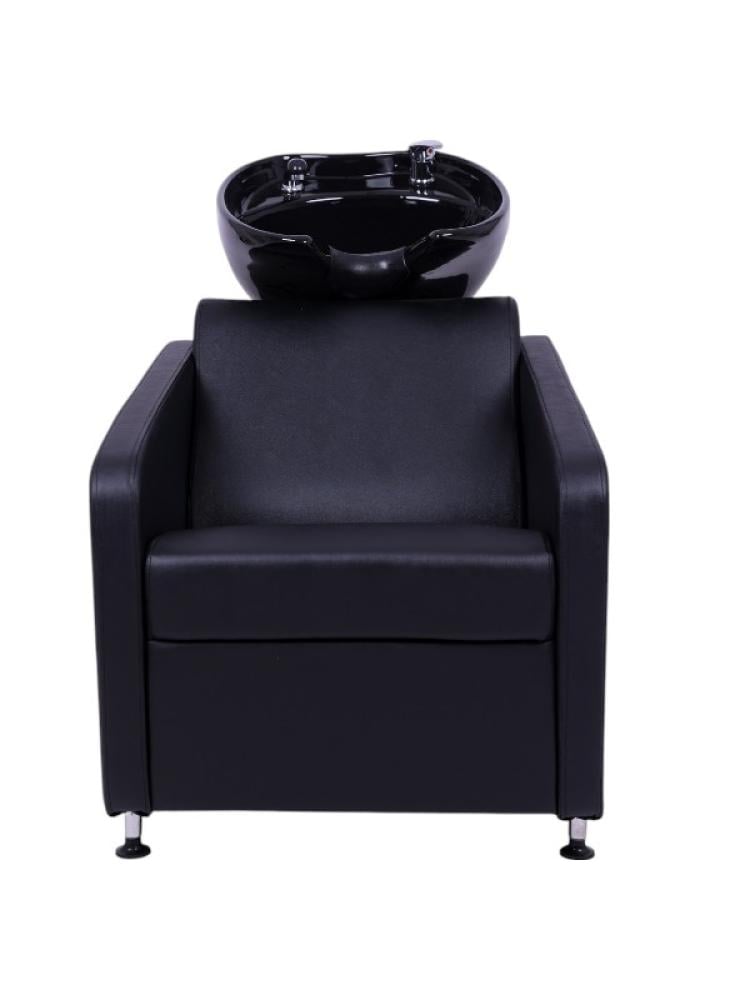 Salon System Bentley Spear Black Shampoo Chair with Adjustable Ceramic Basin