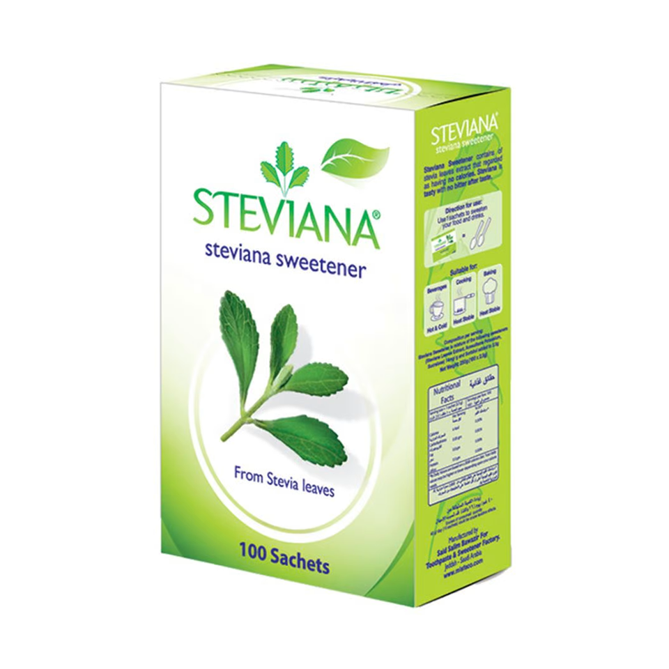 Steviana Sweetener Stevia Leaf Based Zero Calorie Natural Sweetener 100 Sachets