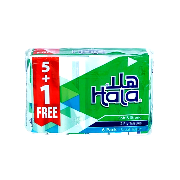 Hala Facial Tissues, Double Layer, 140 Count, 6 Pack Bundle