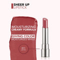 Flormar Sheer Up Lipstick, Oil-Infused, Glossy Finish, 011 Rosy Lust