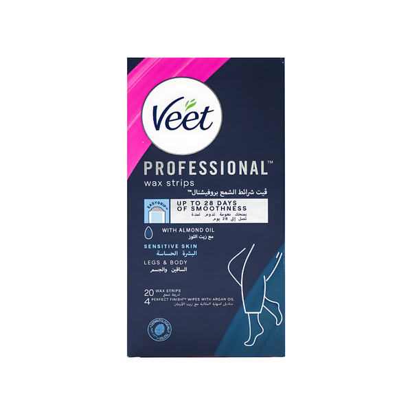 Veet Sensitive Skin Body Hair Removal Wax Strips, 20 Count