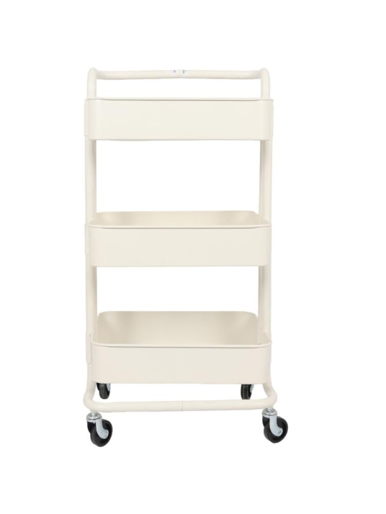 Salon System Three-Tier Trolley - Iron Mesh Base - White
