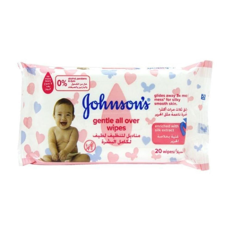 Baby Wipes Gentle All Over Cleansing Silk Extract Johnson's 20 Wipes