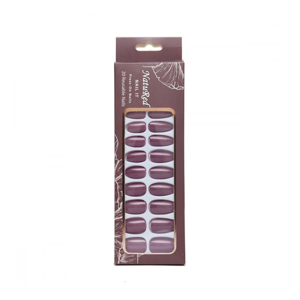 Natured Artificial Nail Adhesive Set, 20 Pieces, Full Coverage Press-On Nails