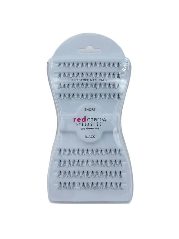 Short Natural False Eyelashes Knot-Free Human Hair Red Cherry 4 Pairs