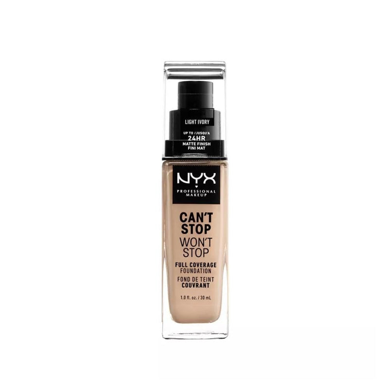 NYX Full Coverage Matte Foundation, 24-Hour Wear, Waterproof, Light Ivory