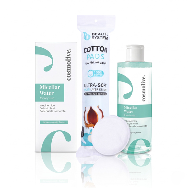 Micellar Water Set for Oily Skin with Cotton Pads Cosmolaive 400ml+120pcs
