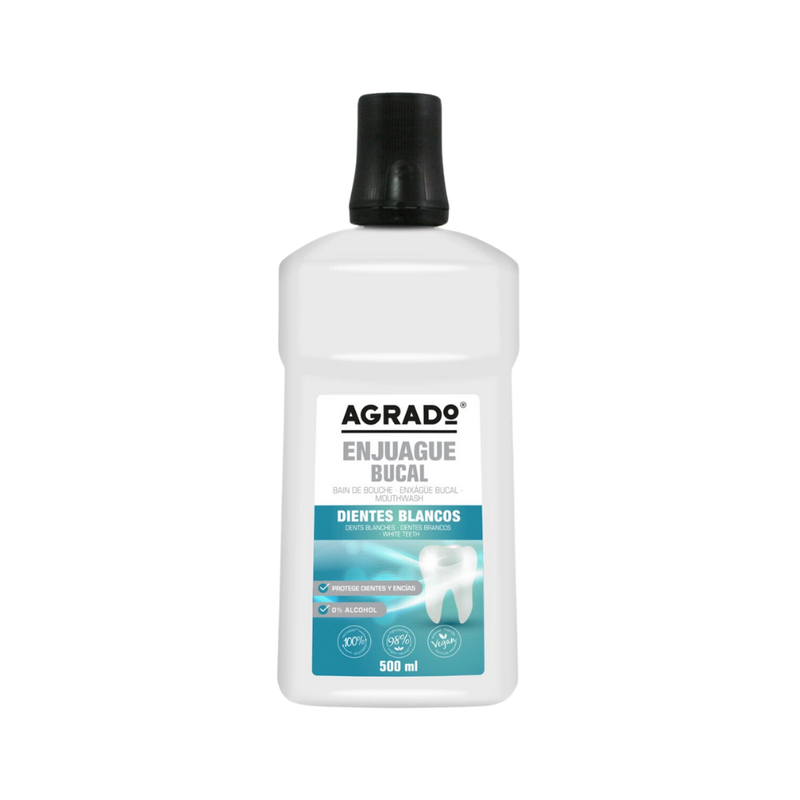 Agrado White Teeth Mouthwash for Cavity Protection & Gum Health, 500ml