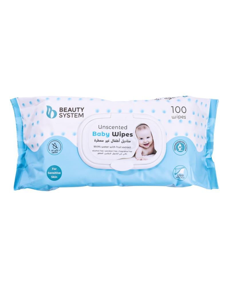 Unscented Baby Wipes 99.9% Purified Water Beauty System 100 Wipes