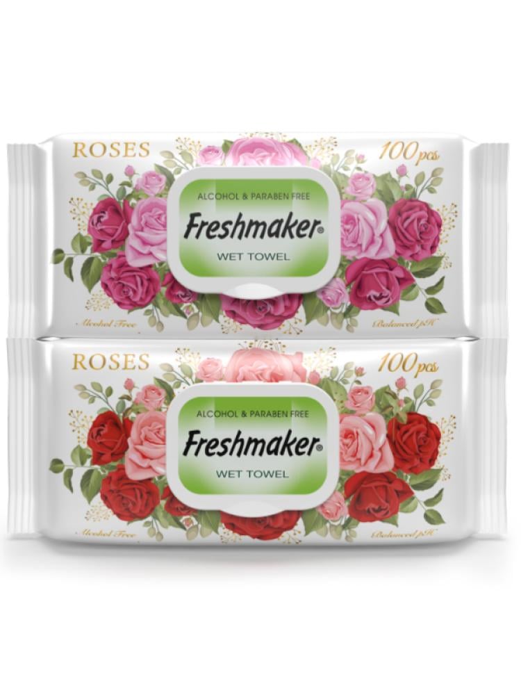Freshmaker Rose Scented Wet Wipes - 100 Count