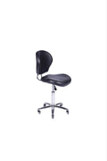 Salon System Staff Chair - Black Leather, Metal Base