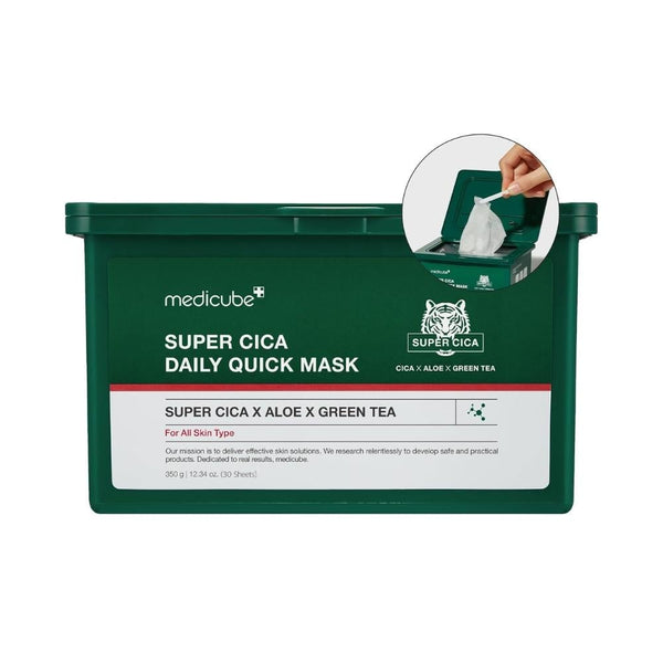Medicube Super Cica Daily Mask 30 Count with 88% Cica, Tea Tree, Aloe