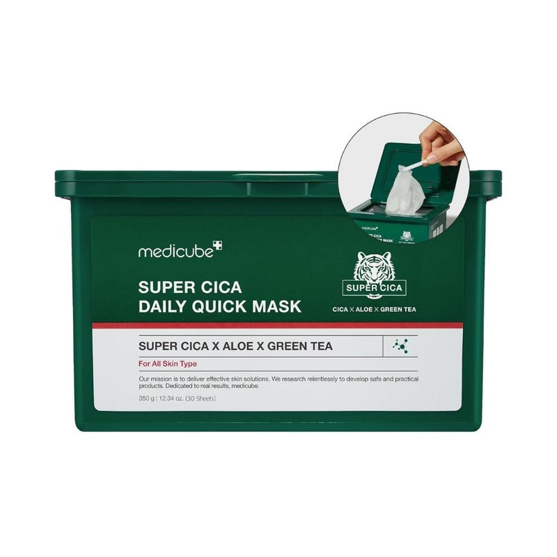 Medicube Super Cica Daily Mask 30 Count with 88% Cica, Tea Tree, Aloe