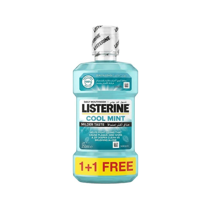 Listerine Cool Mint Mouthwash 1+1 Plaque Reduction 250ml