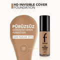 Flormar HD Invisible High Definition Foundation, SPF 30, 120 Honey