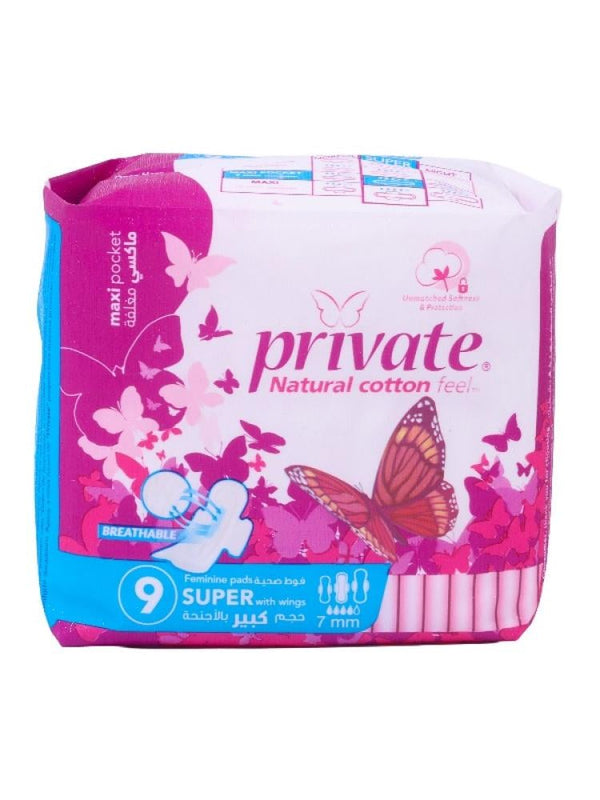 Maxi Pads with Wings Large Heavy Flow Private 9 Count
