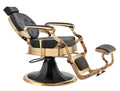 Salon System Barber Chair - Black Leather with Gold Iron Base